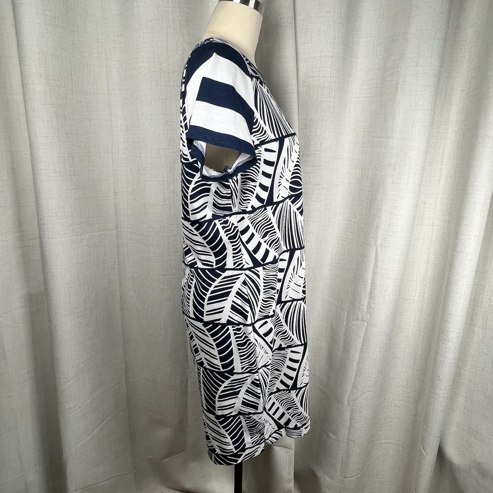 NEW! Tommy Bahama Leaf Line T-Shirt Dress Navy Blue White Size Large Nautical - Picture 6 of 11